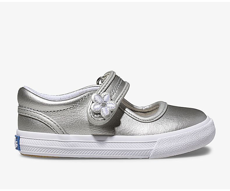 Keds Kids Silver Metal Casuals Shoes - Keds Ella Mary Jane 519FXCDIZ